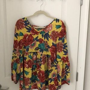 Shop impressions yellow floral chiffon top